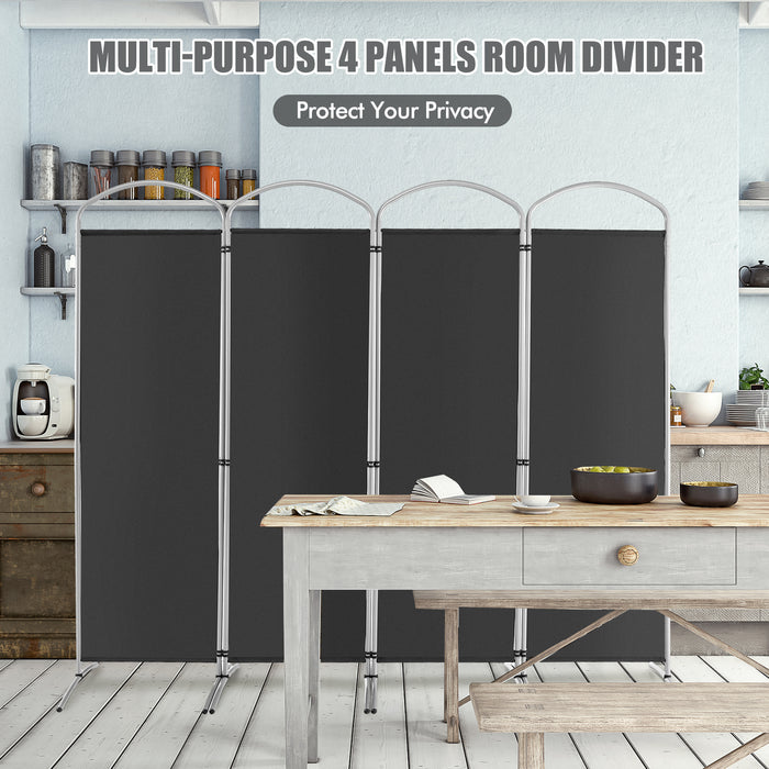 Room Divider - 4 Panel Freestanding Folding Screen for Living Room or Office - Ideal Space Solution in Black Design