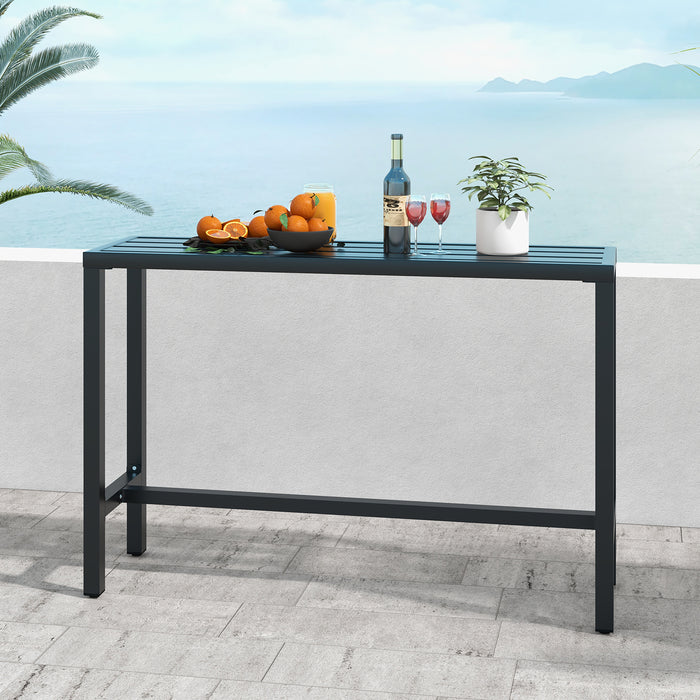L - Outdoor Table Sleek Bar Height 120/140 x 40cm with Adjustable Foot Pads - Perfect for Patio, Garden, Deck Entertainment