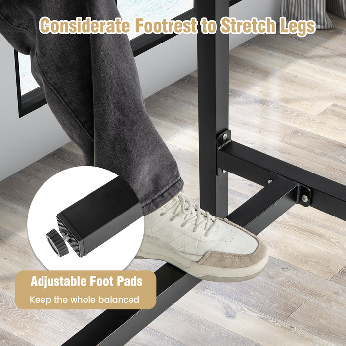 L - Outdoor Table Sleek Bar Height 120/140 x 40cm with Adjustable Foot Pads - Perfect for Patio, Garden, Deck Entertainment