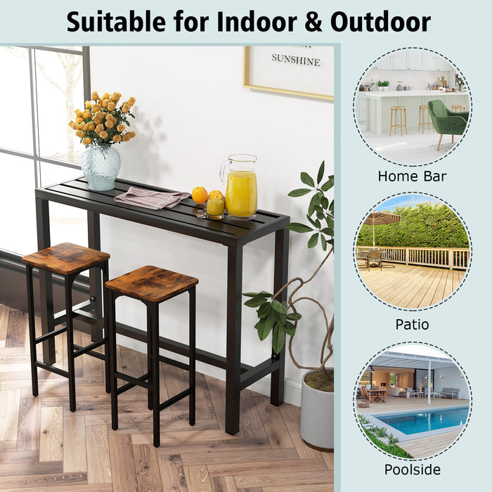 L - Outdoor Table Sleek Bar Height 120/140 x 40cm with Adjustable Foot Pads - Perfect for Patio, Garden, Deck Entertainment