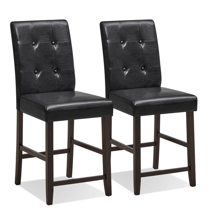 Bar Stool Set of 2 - Padded Seats with Durable Rubber Wood Legs - Ideal for Comfortable Casual Seating