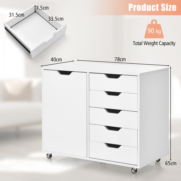 5-Drawer Chest - Elegant White Storage Solution - Ideal for Home Organization Needs