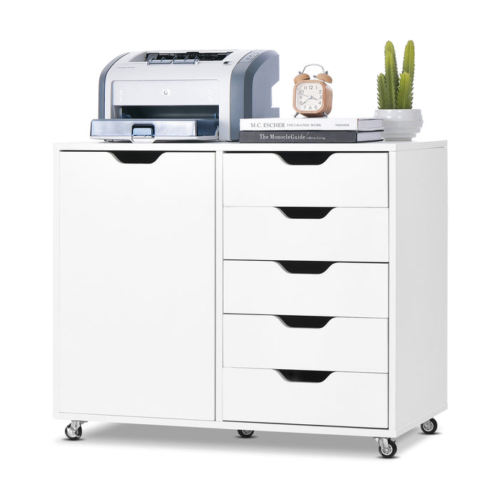 5-Drawer Chest - Elegant White Storage Solution - Ideal for Home Organization Needs