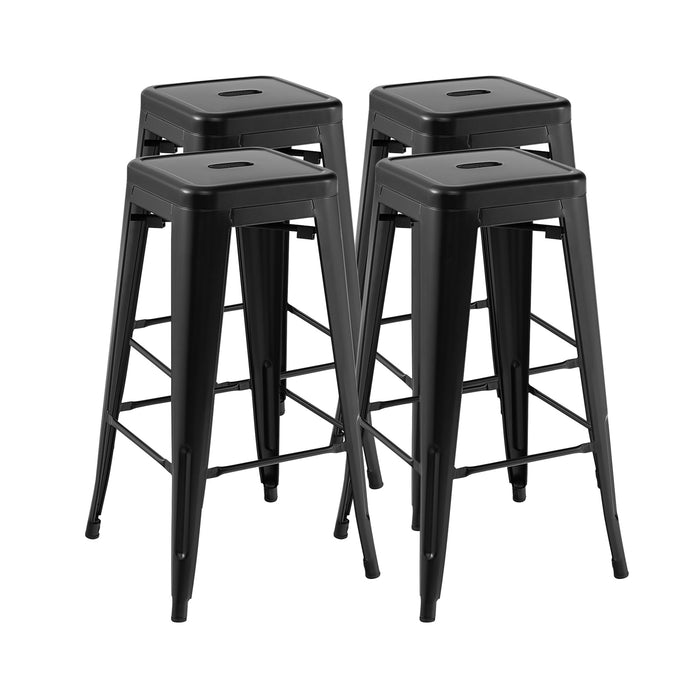 Metal Square Seat Stools - Black with Handling Hole for Kitchen Use - Ideal for Modern Home Decor and Space Saving Solution