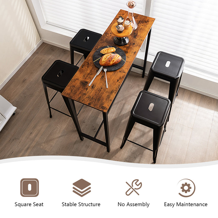 Metal Square Seat Stools - Black with Handling Hole for Kitchen Use - Ideal for Modern Home Decor and Space Saving Solution