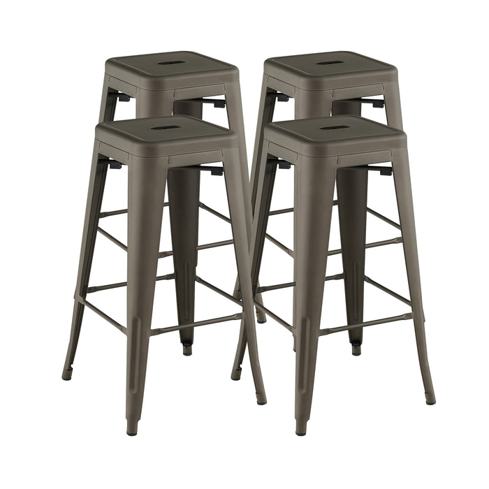 Metal Square Seat Stools - Black with Handling Hole for Kitchen Use - Ideal for Modern Home Decor and Space Saving Solution
