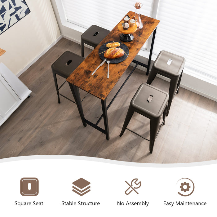 Metal Square Seat Stools - Black with Handling Hole for Kitchen Use - Ideal for Modern Home Decor and Space Saving Solution