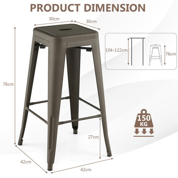 Metal Square Seat Stools - Black with Handling Hole for Kitchen Use - Ideal for Modern Home Decor and Space Saving Solution
