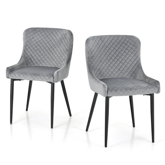 2-Pack Armless Dining Chairs - Adjustable Foot Pads, Grey Finish - Ideal for Comfortable and Stylish Dining Experiences