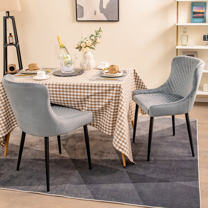 2-Pack Armless Dining Chairs - Adjustable Foot Pads, Grey Finish - Ideal for Comfortable and Stylish Dining Experiences