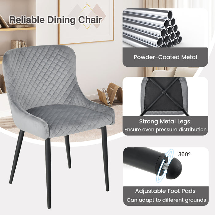 2-Pack Armless Dining Chairs - Adjustable Foot Pads, Grey Finish - Ideal for Comfortable and Stylish Dining Experiences