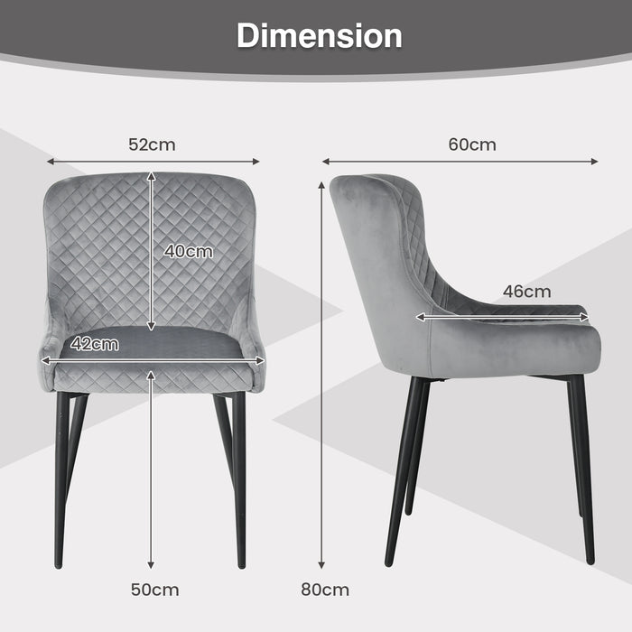 2-Pack Armless Dining Chairs - Adjustable Foot Pads, Grey Finish - Ideal for Comfortable and Stylish Dining Experiences