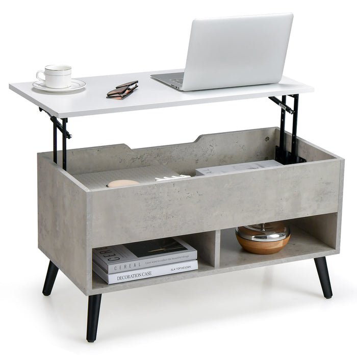 Coffee Table with Lift-Up Top Feature - Hidden Storage Compartment and Open Shelf Included - Ideal for Space Optimization in Living Areas