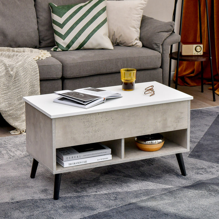 Coffee Table with Lift-Up Top Feature - Hidden Storage Compartment and Open Shelf Included - Ideal for Space Optimization in Living Areas