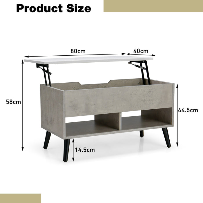 Coffee Table with Lift-Up Top Feature - Hidden Storage Compartment and Open Shelf Included - Ideal for Space Optimization in Living Areas