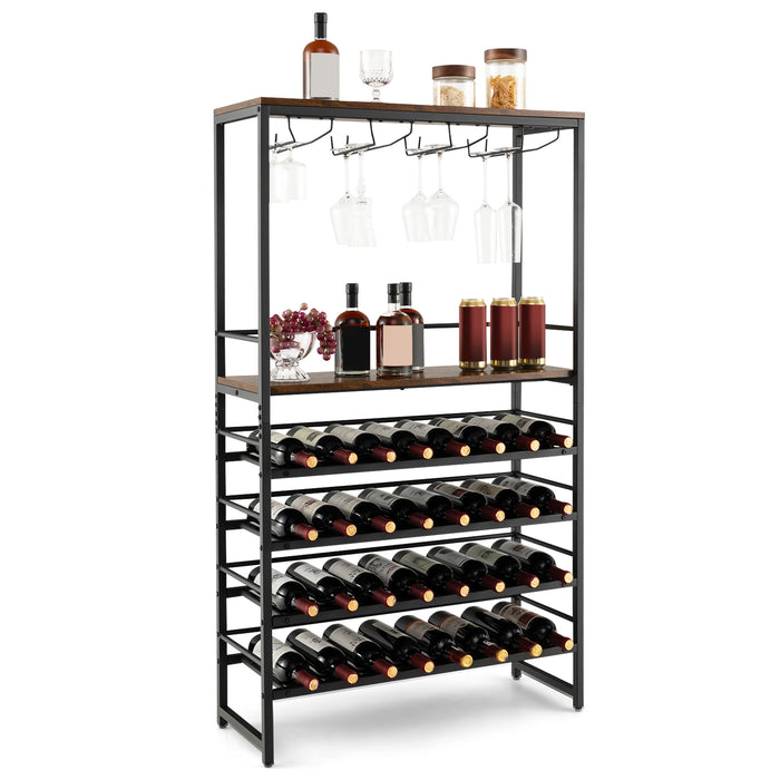 4-Tier Freestanding Wine Rack - Wine and Stemware Storage Unit - Ideal For Wine Enthusiasts and Organization Solutions