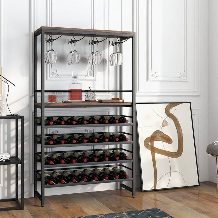 4-Tier Freestanding Wine Rack - Wine and Stemware Storage Unit - Ideal For Wine Enthusiasts and Organization Solutions