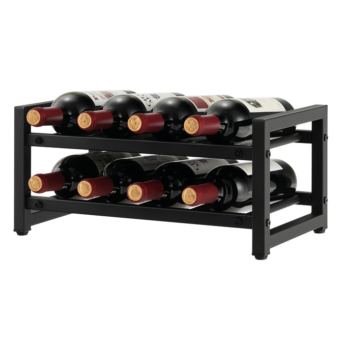 2-Tier 8-Bottle Wine Rack - Compact Wine Storage and Display Unit - Ideal for Wine Enthusiasts and Small Spaces