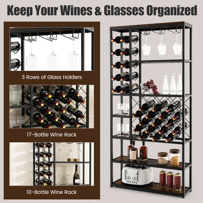 Wine Enthusiast 27-Bottle Rack - Compact Tall Storage with Glass Holders, Anti-tipping Design - Ideal Solution for Wine Lovers and Connoisseurs