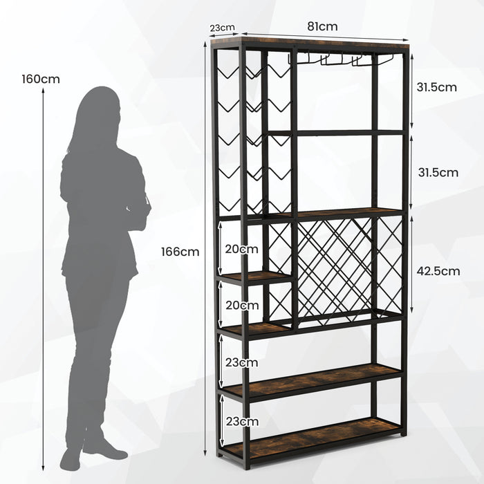 Wine Enthusiast 27-Bottle Rack - Compact Tall Storage with Glass Holders, Anti-tipping Design - Ideal Solution for Wine Lovers and Connoisseurs