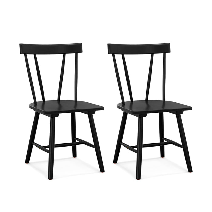 Windsor Chairs, Set of 2 - Classic Black Dining Furniture - Perfect for Kitchen and Dining Area