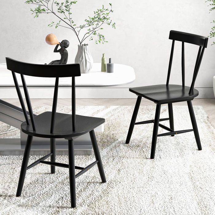 Windsor Chairs, Set of 2 - Classic Black Dining Furniture - Perfect for Kitchen and Dining Area