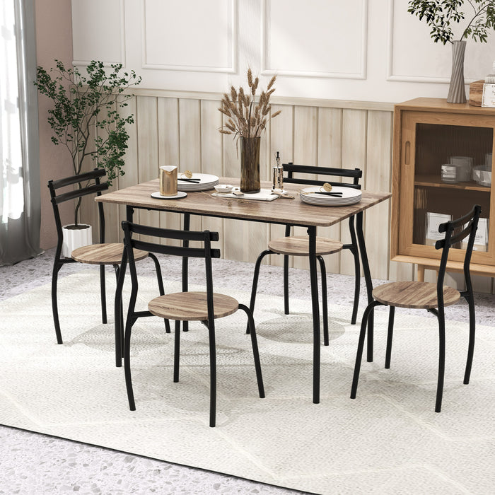 5-Piece Natural Dining Table Set - Ideal for 4 Persons Seating - Perfect Solution for Home Dining Needs