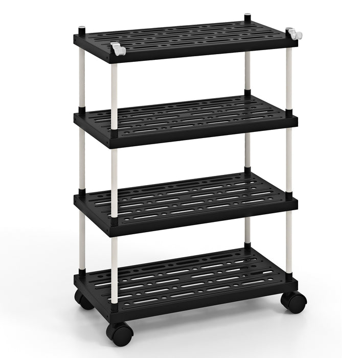 4-Tier Slim Storage Cart - Black Design with Lockable Wheels - Ideal Solution for Organizing and Storing Items in Limited Spaces