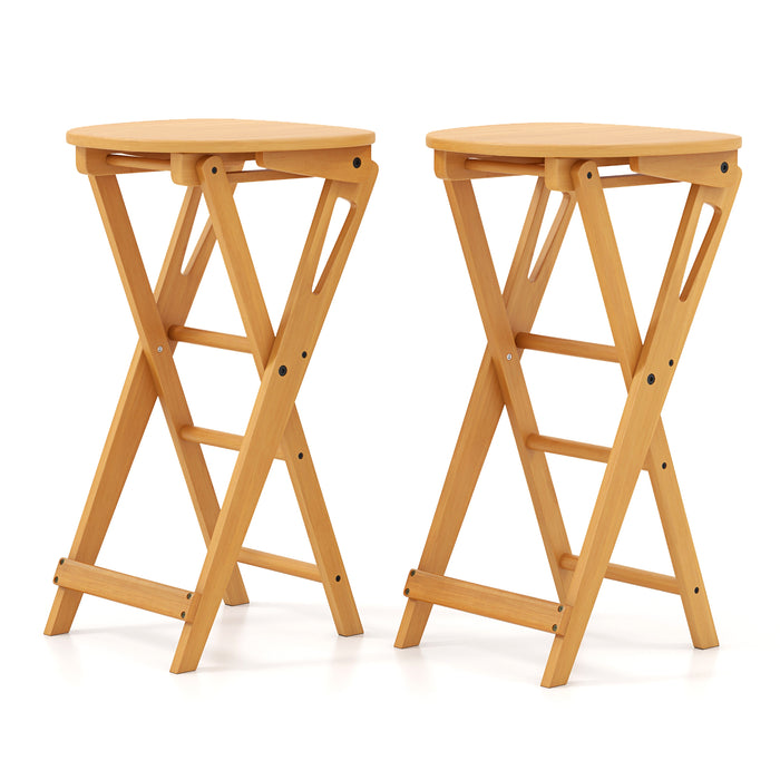 Bamboo Folding Furniture - Bar Stool Set of 2 in Natural Finish - Ideal for Compact Spaces and Easy Storage