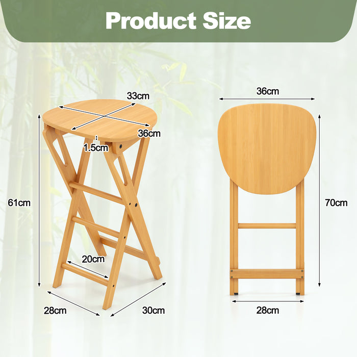 Bamboo Folding Furniture - Bar Stool Set of 2 in Natural Finish - Ideal for Compact Spaces and Easy Storage