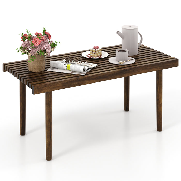 Rubber Wood Furniture - Stylish Coffee Table with Unique Slatted Tabletop - Ideal Addition for Contemporary Homes