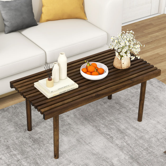 Rubber Wood Furniture - Stylish Coffee Table with Unique Slatted Tabletop - Ideal Addition for Contemporary Homes