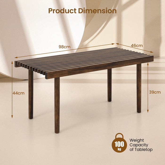 Rubber Wood Furniture - Stylish Coffee Table with Unique Slatted Tabletop - Ideal Addition for Contemporary Homes