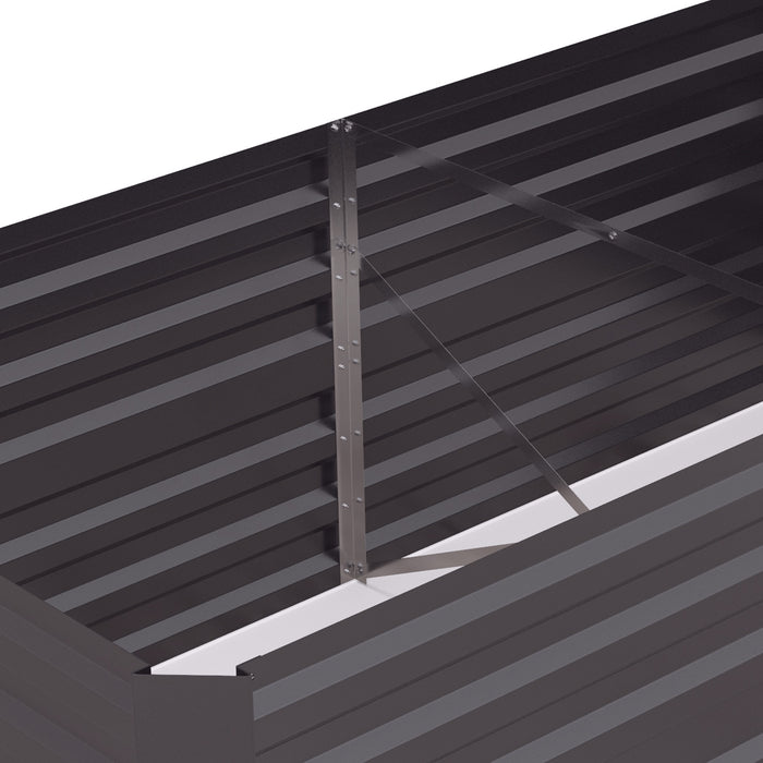 Galvanised Steel Raised Garden Beds - Durable Outdoor Planters with Reinforced Rods, 180x90x59cm, Dark Grey - Ideal for Garden Enthusiasts & Urban Farmers