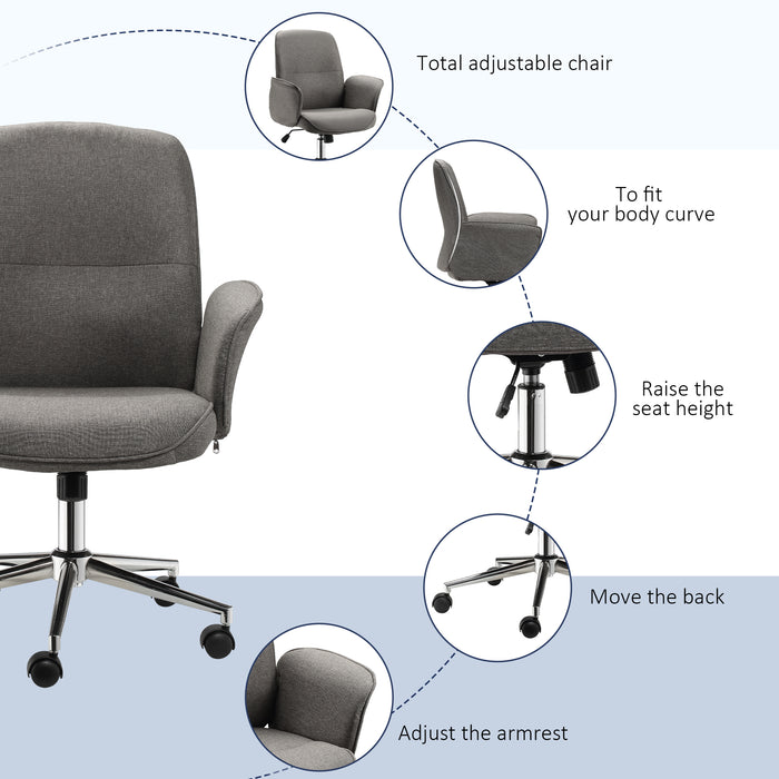 Mid-Back Executive Rocking Office Chair with Adjustable Settings - Swivel, Wheeled, and Comfort-Centric Design in Light Grey - Ideal for Home or Corporate Offices