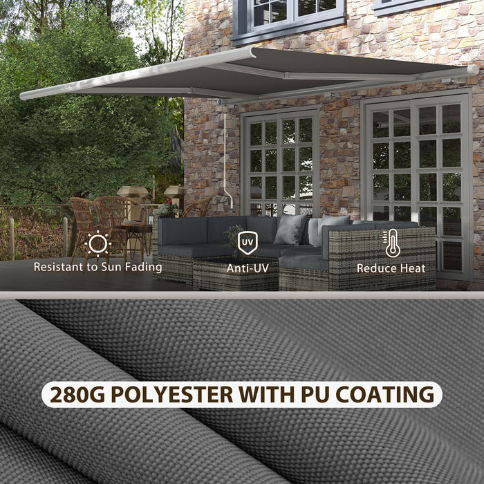 Full Cassette Electric/Manual Retractable Awning 4x3m with LED - Sun Canopy for Patio Doors and Windows, Grey - Outdoor Shade with Remote Control for Comfort and Convenience