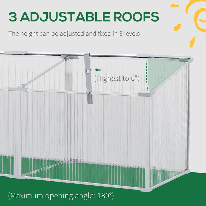 Polycarbonate Greenhouse with Aluminium Frame - Outdoor Grow House for Flowers, Vegetables and Plants, Raised Bed Garden Cold Frame - 180 x 51 x 51 cm Ideal for Hobby Gardeners