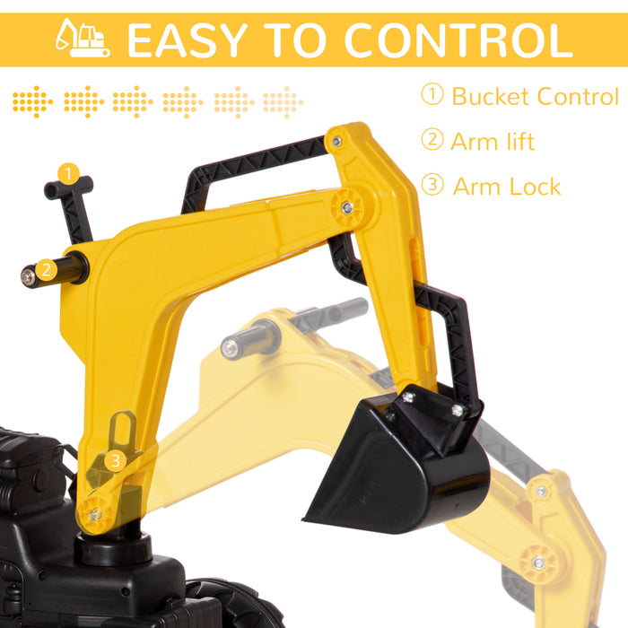 Kids' Pedal-Powered Excavator Ride-On - Durable Toy Digger with Horn & Removable Trailer - Fun Outdoor Play for Children