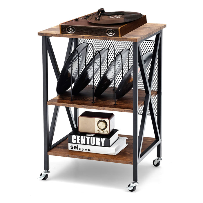 Vinyl Record Storage Stand - 3-Tier Table for Organizing Records - Ideal Display and Storage Solution for Vinyl Albums