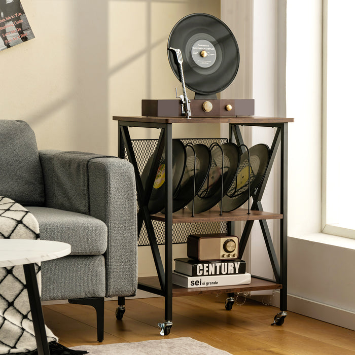 Vinyl Record Storage Stand - 3-Tier Table for Organizing Records - Ideal Display and Storage Solution for Vinyl Albums
