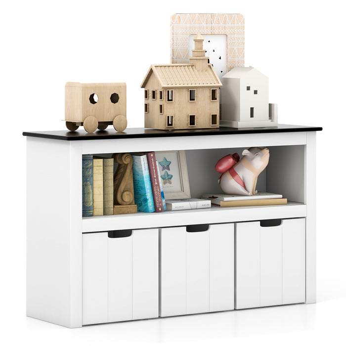 Children's Playtime Solutions - Toy Storage Organizer with 3 Bins and Blackboard Top - Ideal for Keeping Kids' Spaces Tidy and Promotes Creativity