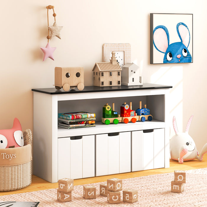 Children's Playtime Solutions - Toy Storage Organizer with 3 Bins and Blackboard Top - Ideal for Keeping Kids' Spaces Tidy and Promotes Creativity