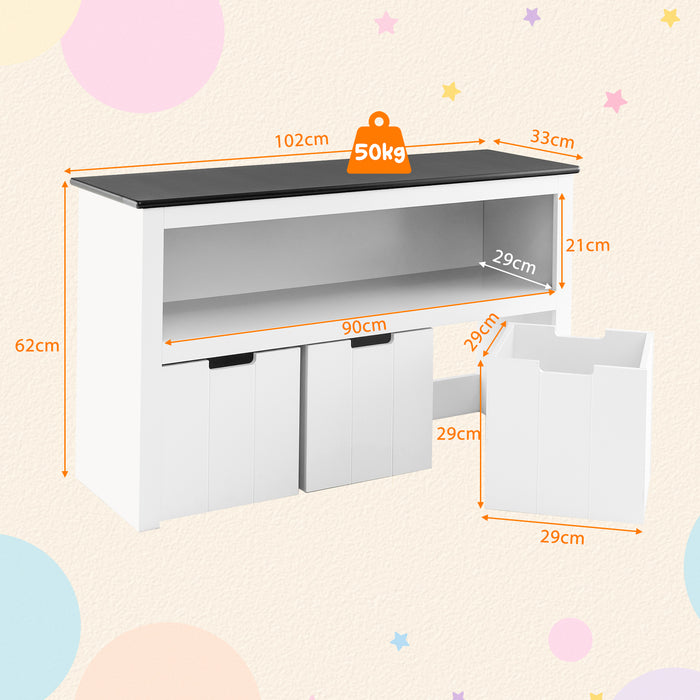 Children's Playtime Solutions - Toy Storage Organizer with 3 Bins and Blackboard Top - Ideal for Keeping Kids' Spaces Tidy and Promotes Creativity