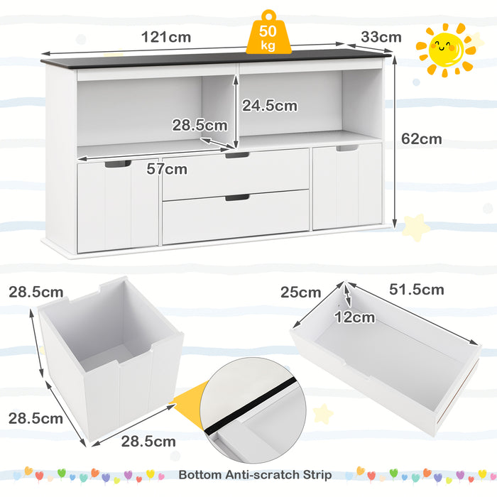 Children's Playtime Solutions - Toy Storage Organizer with 3 Bins and Blackboard Top - Ideal for Keeping Kids' Spaces Tidy and Promotes Creativity