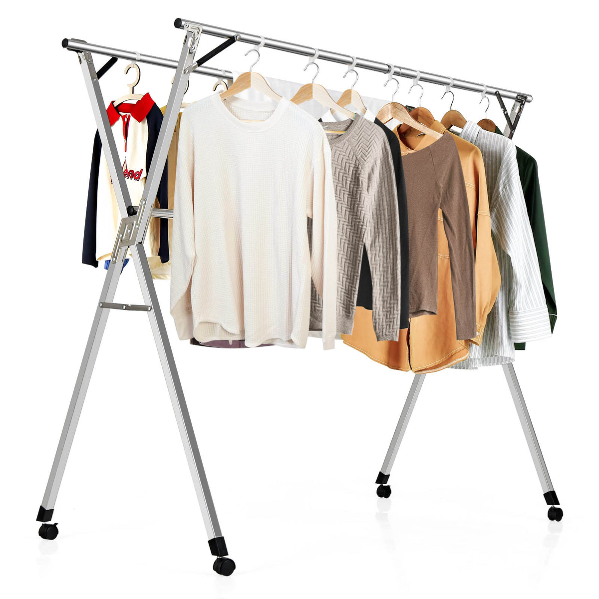 Compact Foldable Laundry Rack with Wheels - Space-Saving Design ...