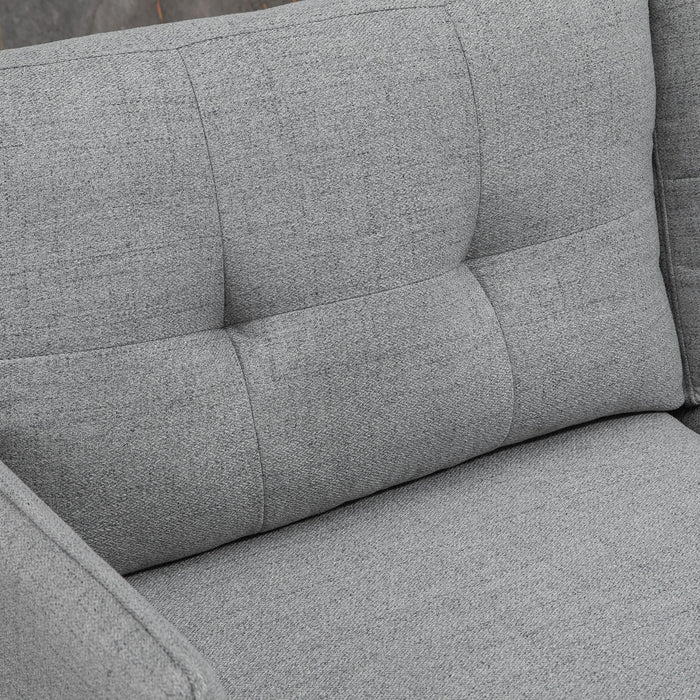 2-Seater Button-Tufted Loveseat - Grey Fabric Couch for Living Room with Cushions - Cozy Seating Solution for Couples and Small Spaces