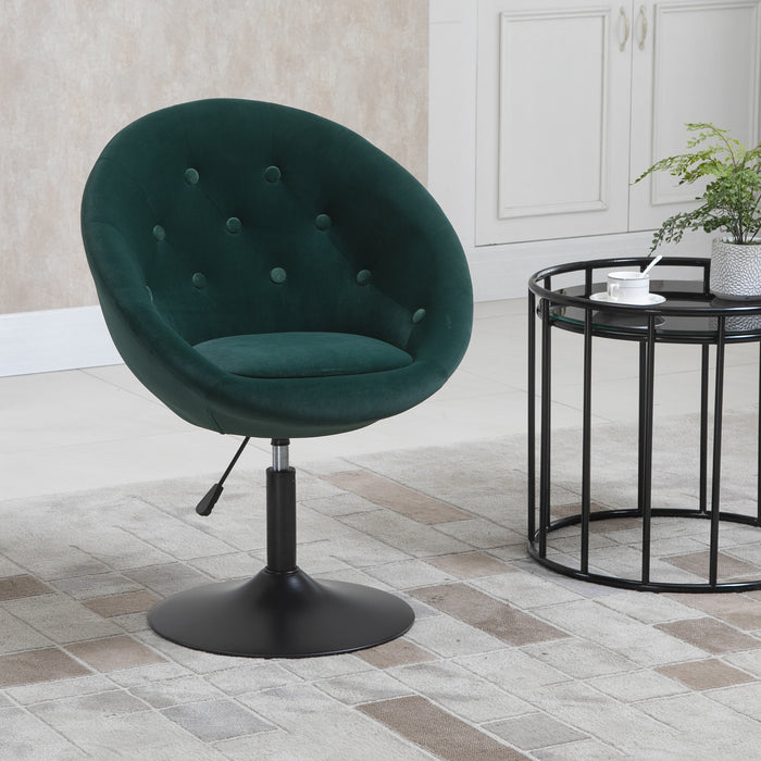 Velvet-Tufted Fabric Bar Stool - Adjustable Dining Height, Armless Swivel Counter Chair in Green - Elegant Seating for Kitchen and Bar Spaces