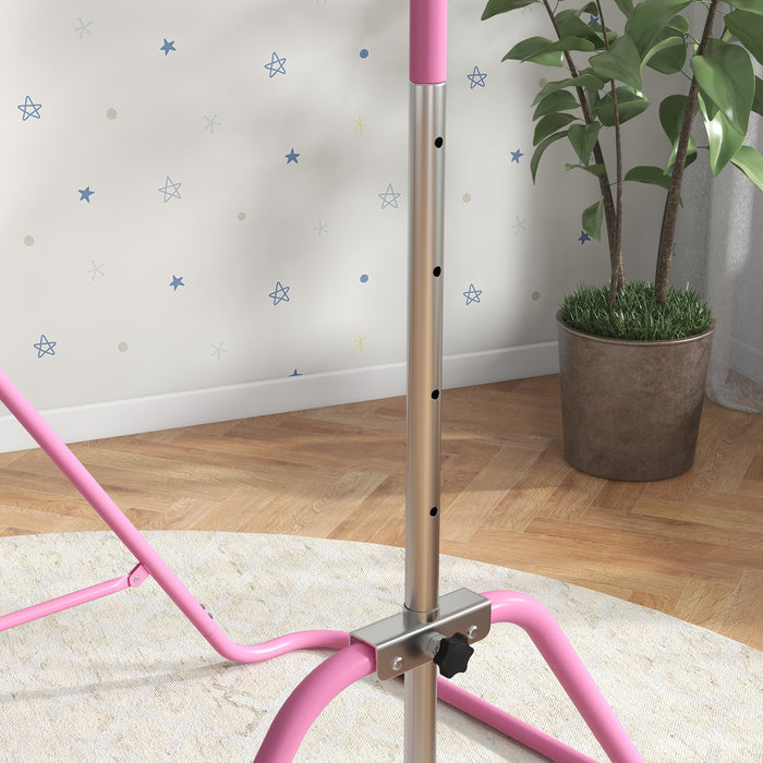 Kids Gymnastics Training Bar - Adjustable Height & Foldable Horizontal Bar in Pink - Perfect for Young Gymnasts Home Practice