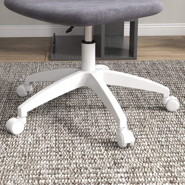 Mesh Office Chair - Armless, Height Adjustable with Swivel Wheels, Grey - Ideal for Home and Office Comfort