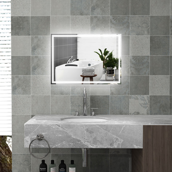 LED Illuminated Vanity Bathroom Mirror 70x50cm - Dimmable, 3-Color Lighting, Smart Touch Control - Fog-Resistant Makeup Mirror for Modern Home Decor